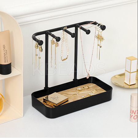Plastic Jewelry Display Stand with Wood Tray LS-AJEW-Z032-02A-1