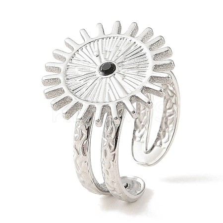304 Stainless Steel Open Cuff Ring for Women RJEW-F166-05P-02-1