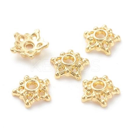 Rack Plating Alloy Flower Bead Caps KK-J277-09G-1