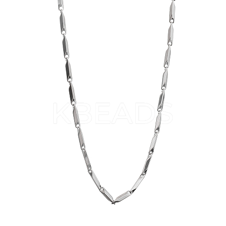 201 Stainless Steel Rectangle Bar Link Chain Necklace NJEW-Q336-05B-P-1