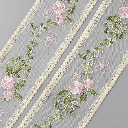 30 Yards Polyester Embroidery Flower Lace Ribbons DIY-WH0430-317-1