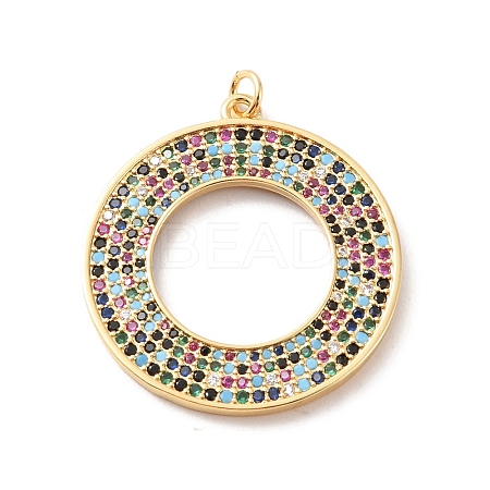 Rack Plating Brass Micro Pave Colorful Cubic Zirconia Pendants KK-F852-17G-03-1