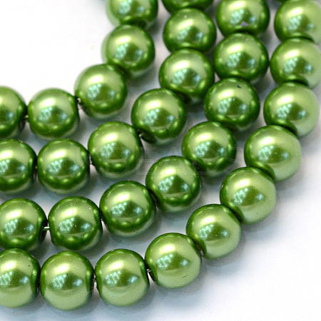 Baking Painted Pearlized Glass Pearl Round Bead Strands HY-Q330-8mm-13-1