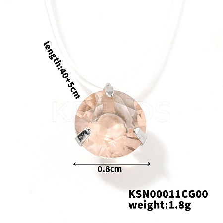 Flat Round Plastic Pendant Invisible Cord Necklaces for Women JB6177-2-1