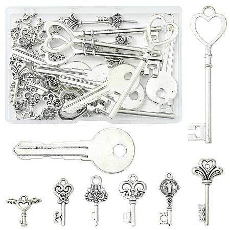 40Pcs 8 Styles Tibetan Style Alloy Pendants TIBEP-FS0001-44-1