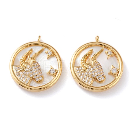 Real 18K Gold Plated Brass Micro Pave Clear Cubic Zirconia Pendants ZIRC-J039-14G-F-1