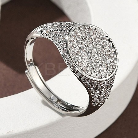 Brass Micro Pave Cubic Zirconia Cuff Rings for Women RJEW-A069-13P-03-1
