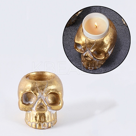 Halloween Skull Resin Candle Holders DJEW-R009-02-1
