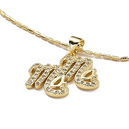 Golden Plated Brass Micro Pave Cubic Zirconia Pendant Necklaces NJEW-L178-02G-01-1