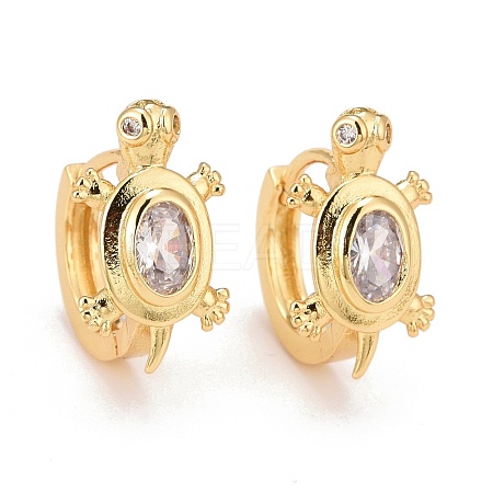 Real 18K Gold Plated Brass Cubic Zirconia Huggie Hoop Earrings EJEW-C012-06B-1