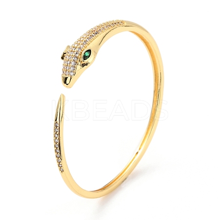 Bling Snake Cubic Zirconia Cuff Bangle BJEW-D448-01G-RS-1