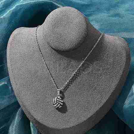 Zinc Alloy Crystal Rhinestone Sport Ball Pendant Cable Chain Necklaces LS-NJEW-U024-01P-04-1
