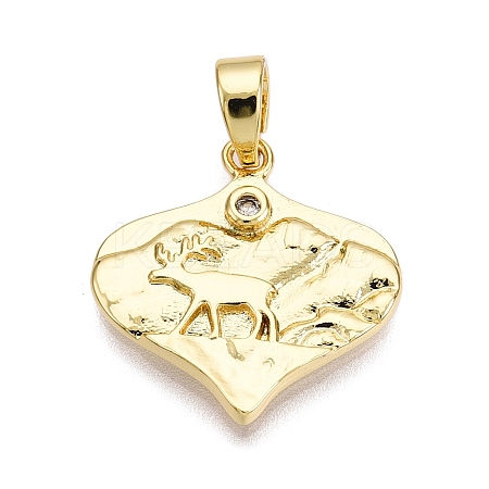 Brass Micro Pave Cubic Zirconia Pendants KK-T070-42G-1
