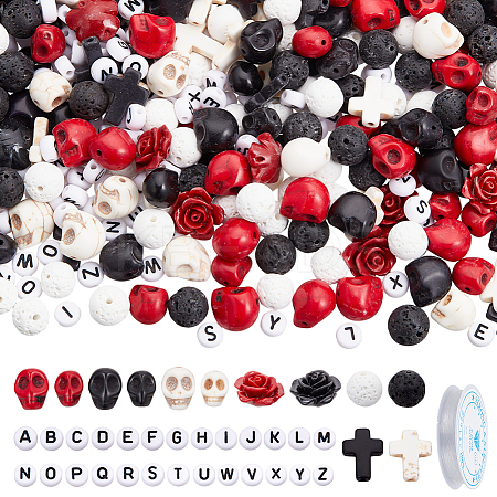 DIY Skull Rose Cross Beads Bracelets Making Bracelets DIY-NB0013-93-1
