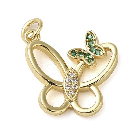 Brass Micro Pave Clear Cubic Zirconia Pendants LS-KK-U005-01K-G-1