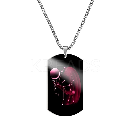 Non-Tarnish Stainless Steel Constellation Tag Pendant Necklace with Box Chains ZODI-PW0006-01L-1