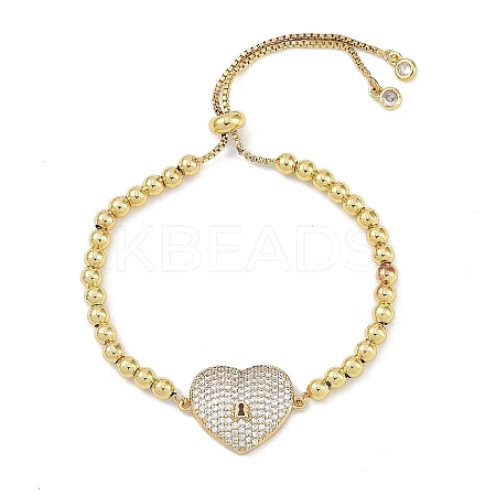 Rack Plating Brass Micro Pave Cubic Zirconia Silder Bracelets BJEW-P341-03G-1