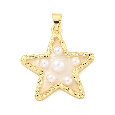 Rack Plating Brass & Epoxy Resin Pendants X-KK-C059-08A-G-1