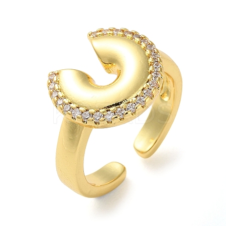 Rack Plating Brass Micro Pave Cubic Zirconia Open Cuff Rings RJEW-K266-07B-G-1