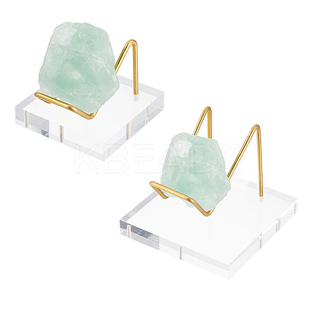 2Pcs 2 Style  Brass Crystal Mineral Display Easels ODIS-FG0001-46-1