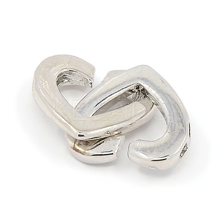 Brass Two Loops Heart Interlocking Clasps for DIY Jewelry KK-M051-01P-1