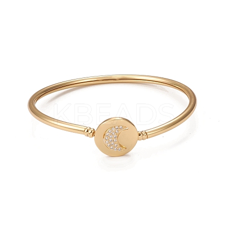 Rack Plating Brass Micro Pave Cubic Zirconia Bangles BJEW-E071-19G-02-1