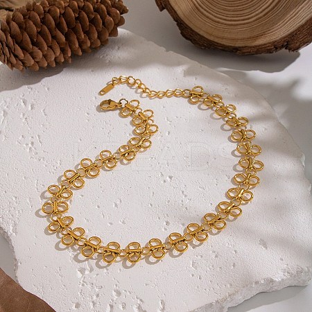 304 Stainless Steel Butterfly Link Chain Necklaces for Women NJEW-B152-02-1
