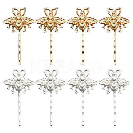 8Pcs 2 Colors Iron & Alloy Hair Bobby Pins PHAR-HY0001-10-1