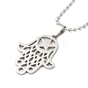 Non-Tarnish Religion 201 Stainless Steel Ball Chain Star Hamsa Hand Pendant Necklaces for Women Men NJEW-U005-05P-1