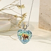Heart with Horse Pattern Glass Pendant Necklaces LS-PW-WGF1C5C-04-1
