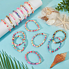 14Pcs 7 Colors Handmade Plum Polymer Clay Beads Stretch Bracelets BJEW-BC00001-4