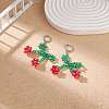 Glass Braided Cherry Long Dangle Leverback Earrings EJEW-TA00120-2