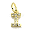 Letter Brass Micro Pave Clear Cubic Zirconia Pendants KK-K354-06G-I-1