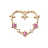 Heart Rack Plating Brass with Cubic Zirconia Pendants KK-G504-11G-1