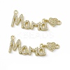 Rack Plating Brass Micro Pave Clear Cubic Zirconia Connector Charms ZIRC-F130-13G-2