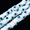 Handmade Evil Eye Lampwork Beads Strands LAMP-WH0006-05J-1