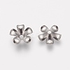 Tarnish Resistant 5-Petal 304 Stainless Steel Flower Bead Caps STAS-L205-09A-2