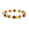 Synthetic Citrine & Natural Carnelian & Red Jasper & Natural Quartz Crystal Round Beaded Stretch Bracelets BJEW-JB10910-01-1