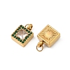 304 Stainless Steel & Clear Cubic Zirconia & Emerald Rhinestone Charms STAS-G364-06G-2