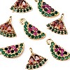 8Pcs Brass Micro Pave Colorful Cubic Zirconia Charms KK-LS0001-40-4