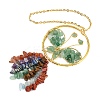 Butterfly Brass & Natural Green Aventurine Pendant Decorations HJEW-Z007-04G-05-3
