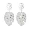 Monstera Leaf 304 Stainless Steel Dangle Earrings EJEW-L283-104P-1