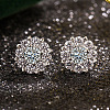 Flower Brass Micro Pave Clear Cubic Zirconia Stud Earrings FS-WGDAB53-02-1