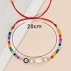 Bohemian Style Glass & Brass & Plastic Imitation Pearl Beads Braided Bead Bracelets for Women UR4217-1-4