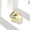 Brass Micro Pave Clear Cubic Zirconia Cuff Finger Rings for Women RJEW-B112-12GP-2