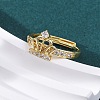 Brass Micro Pave Clear Cubic Zirconia Cuff Rings for Women RJEW-U047-37A-G-3