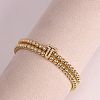 Brass Micro Pave Clear Cubic Zirconia Beads Double Strands Stretch Bracelets for Women FS-WGC7159-20-1