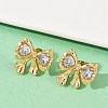 Bowknot 304 Stainless Steel Glass Stud Earrings LS-EJEW-M105-02G-3