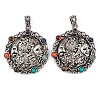 Chakra Natural Tiger Eye & Natural Lapis Lazuli & Natural Carnelian & Synthetic Turquoise & Glass Pendants G-NH0025-01AS-1
