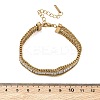 304 Stainless Steel & Glass Wheat Chain Double Layers Bracelets for Women BJEW-F540-08G-01-5
